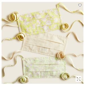 J. Crew Reusable Washable Fabric Tie Masks, Set of 3, NWT